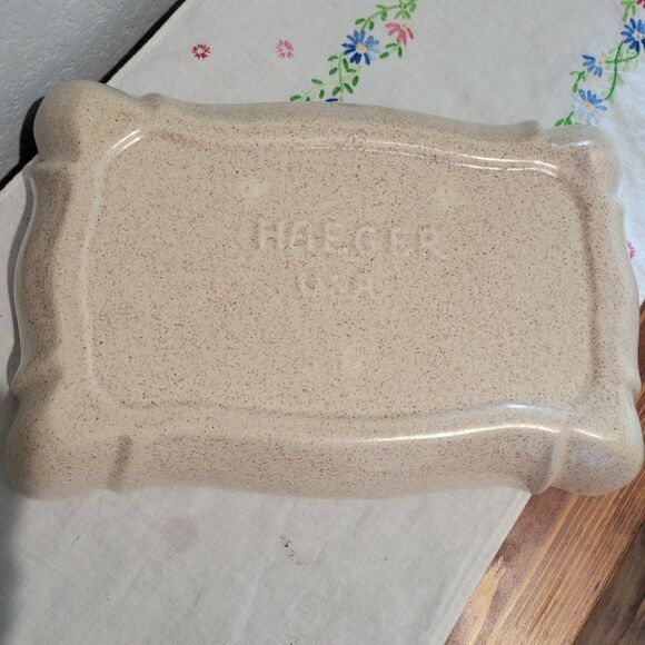 Vintage Speckled Tan Haeger Rectangle Tray Serving Dish 11”x7.5” 2.25” Deep USA - Picture 3 of 10